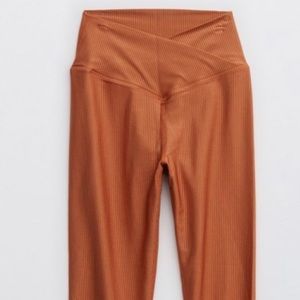 shimmer orange crossover leggings